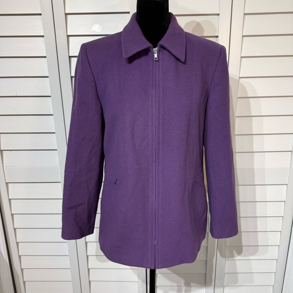 Vintage Harvé Benard Petite Purple Wool Cashmere Blend Zip Jacket Size 4P - Picture 7 of 12